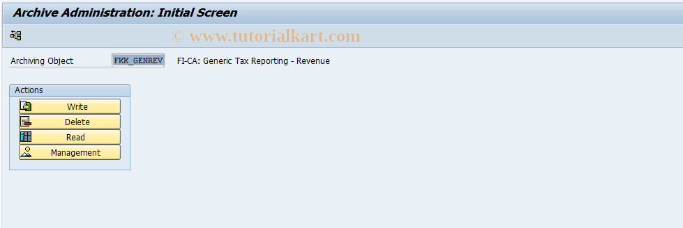 SAP TCode FPAR05 - FI-CA: Gen. Revenue Reporting Arch.