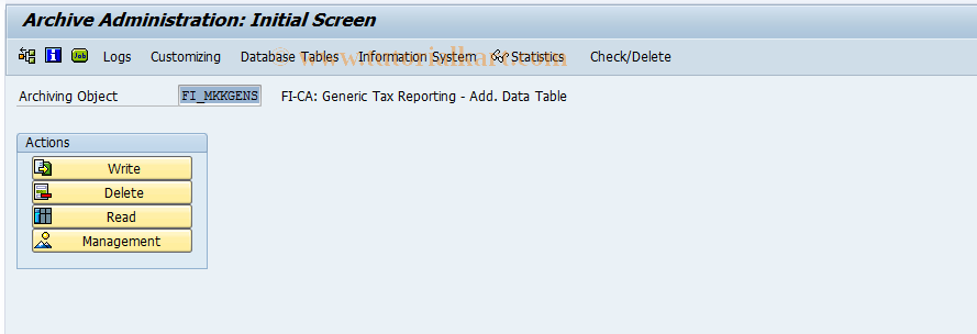 SAP TCode FPAR06 - FI-CA: Gen. Tax Reporting Arch.