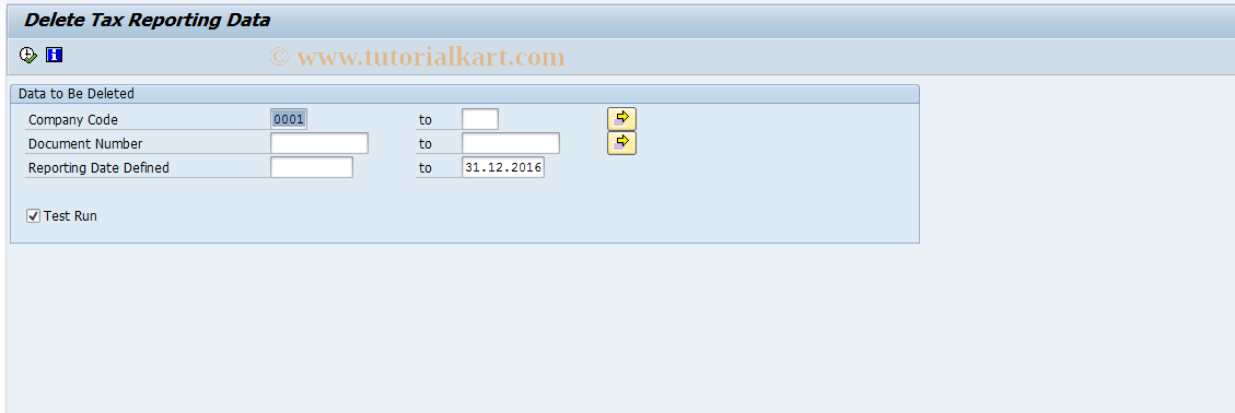 SAP TCode FPAR07 - Delete Tax Reporting Data