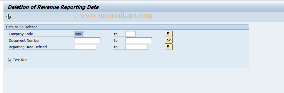 SAP TCode FPAR08 - Delete Reporting Data for Revenues