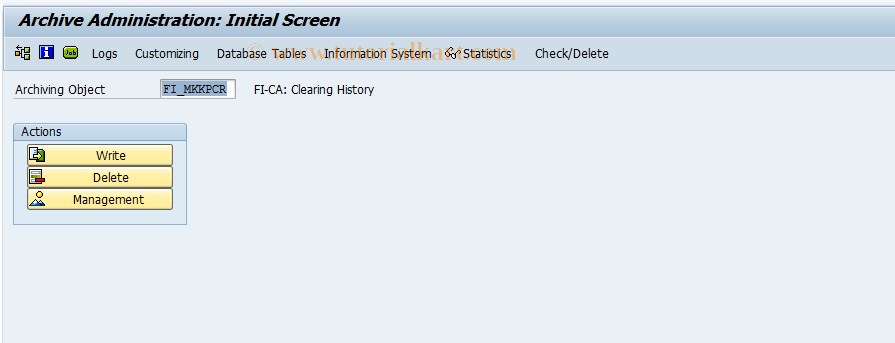 SAP TCode FPAR10 - FI-CA: Clearing History Archive