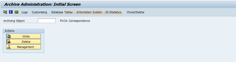 SAP TCode FPAR2 - FI-CA Correspondence Archiving