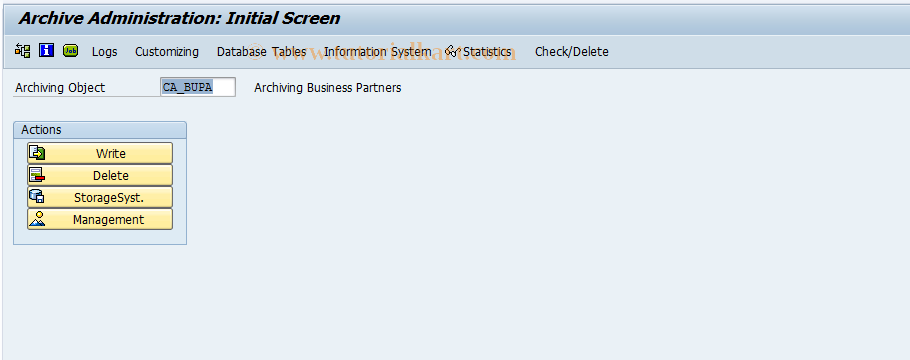 SAP TCode FPARBP - FI-CA: Business Partner Archiving
