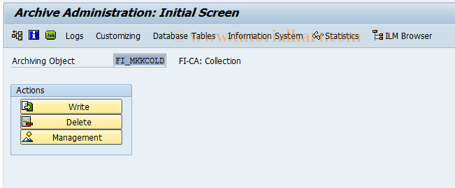 SAP TCode FPARCOLD1 - Archiving of External Collections