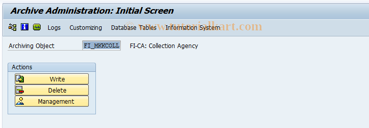 SAP TCode FPARCOLL1 - Collection Agency Archiving