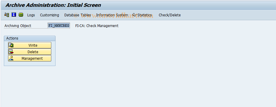 SAP TCode FPARCR1 - FI-CA: Check Deposit Archiving