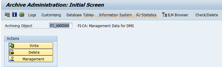 SAP TCode FPARDMS1 - Archiving of Management Data for DMS