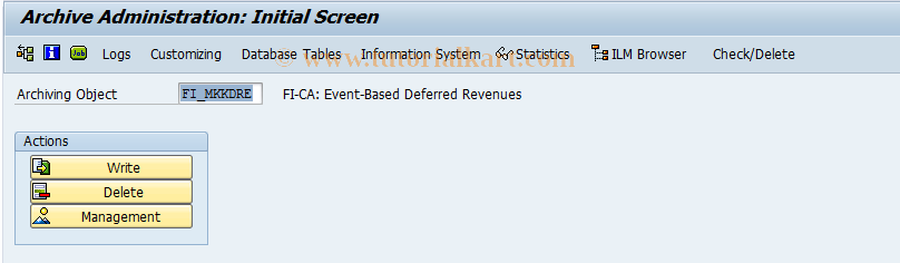 SAP TCode FPARDRE1 - Archiving of Event-Bsd Definition Revenues