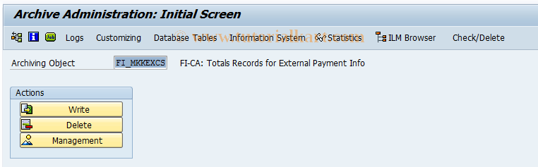 SAP TCode FPAREXCS1 - Archiving: Totals Recs for External Payts