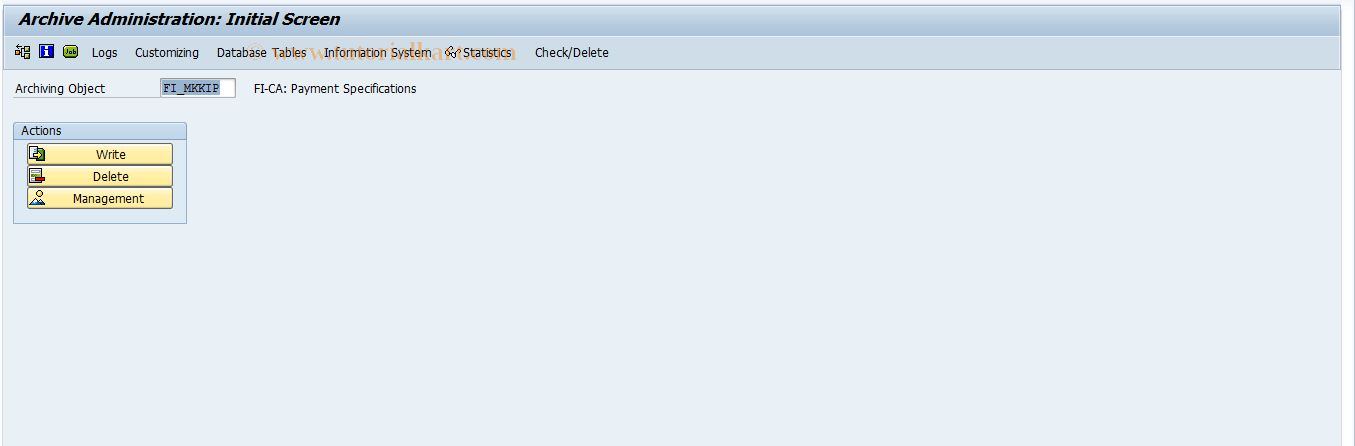 SAP TCode FPARINDPAY1 - Payment Specification Archiving