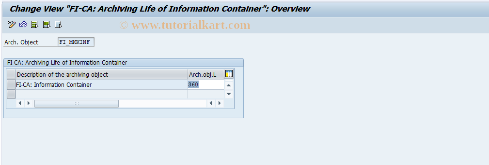 SAP TCode FPARINF0 - FI-CA: Information Container Life