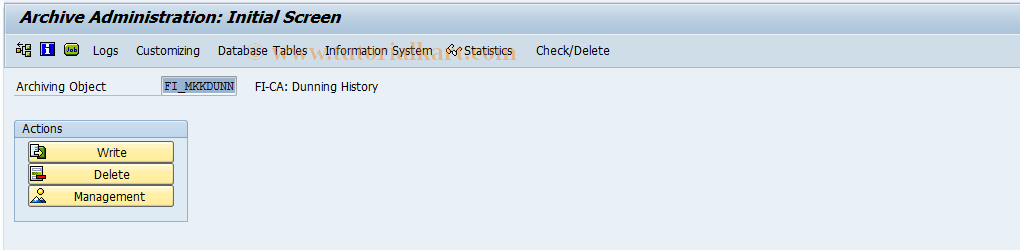 SAP TCode FPARM1 - FI-CA: Dunning History Archiving