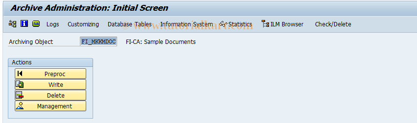 SAP TCode FPARMDOC1 - Archiving of Sample Documents