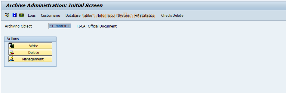 SAP TCode FPAROB1 - FI-CA Official Document Number Archive