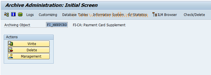 SAP TCode FPARPCARD1 - Archiving of Payment Card Supplement
