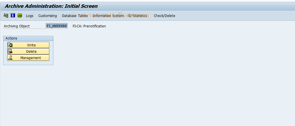 SAP TCode FPARPNBK1 - Prenotification Archiving