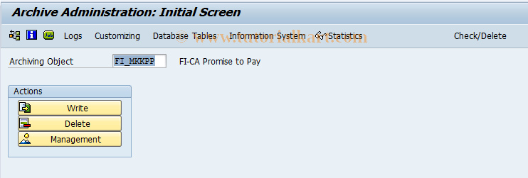 SAP TCode FPARPP1 - Archiving of Promises to Pay