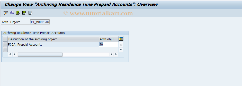 SAP TCode FPARPPAC0 - FI-CA: Prepaid Accounts Residence Time