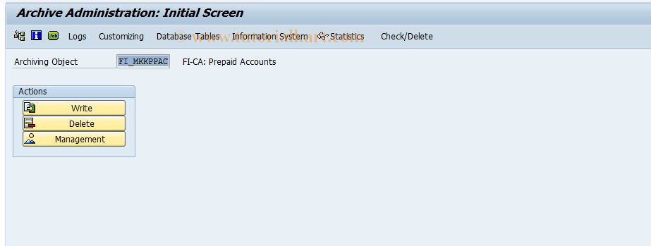 SAP TCode FPARPPAC1 - FI-CA: Archiving Prepaid Accounts