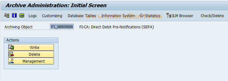 SAP TCode FPARPRNH1 - Archiving of Pre-Notification