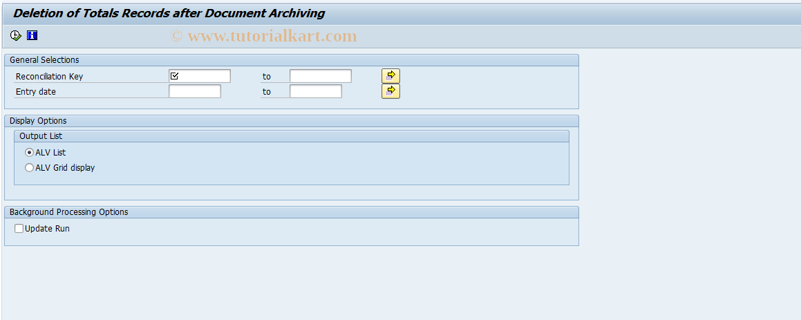 SAP TCode FPARS1 - Delete Totals Records