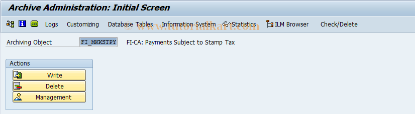 SAP TCode FPARSTPY1 - Archiving of Pymts Subj. to Stamp Tx