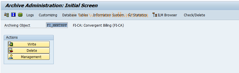 SAP TCode FPARTHPF1 - Arch.of Convergent Billing (FI-CA)