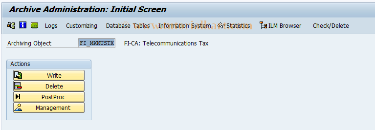 SAP TCode FPARUSTAX1 - Archiving of Telecommunications Tax