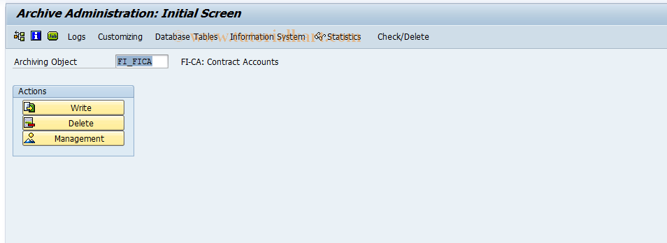 SAP TCode FPARV1 - FI-CA: Contract account archiving