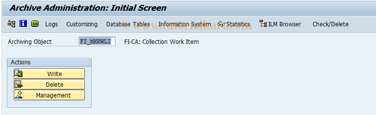 SAP TCode FPARWLI1 - Archiving of Collection Work Item