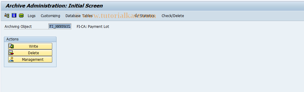 SAP TCode FPARZ0 - FI-CA: Payment Lot Archiving