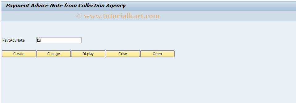 SAP TCode FPAVI - FI-CA: Pymt Advice Note fm CollAgeny