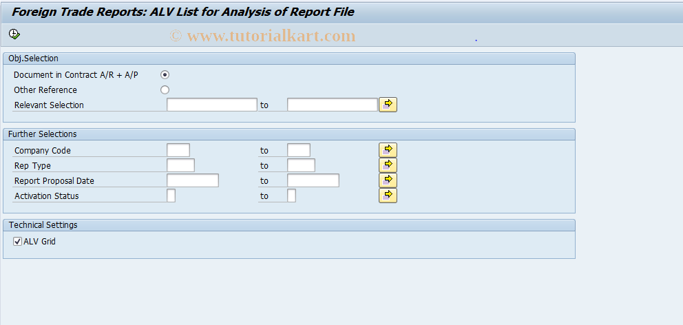 SAP TCode FPAWM_ALV - Foreign Trade Report - ALV List