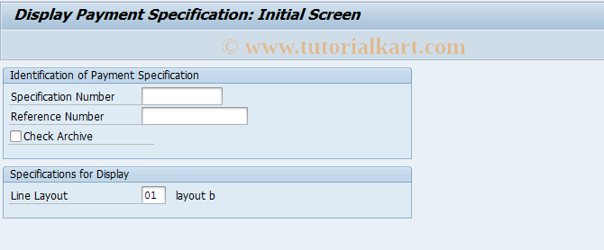 SAP TCode FPAY3 - Display Payment Specification