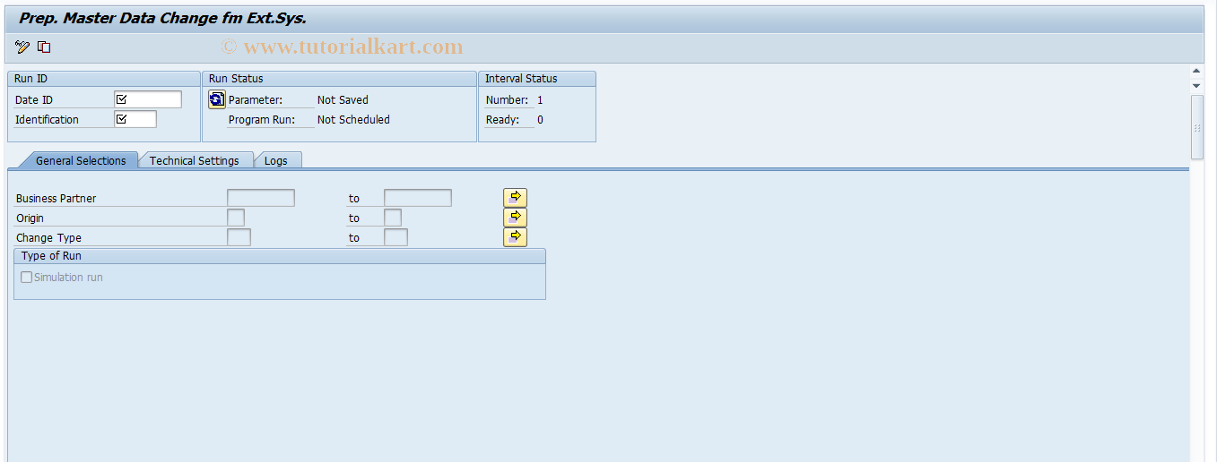 SAP TCode FPBPCR - Prep. Master Data Change fm External Sys.