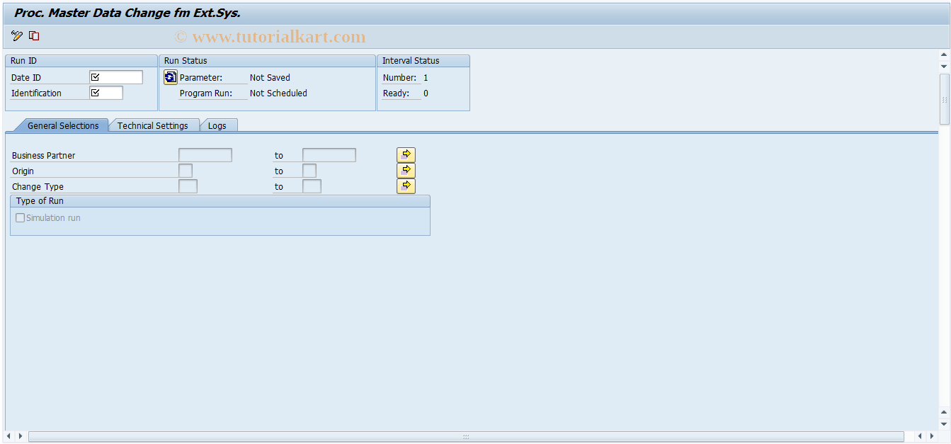 SAP TCode FPBPCU - Procurement Master Data Change fm External Sys.