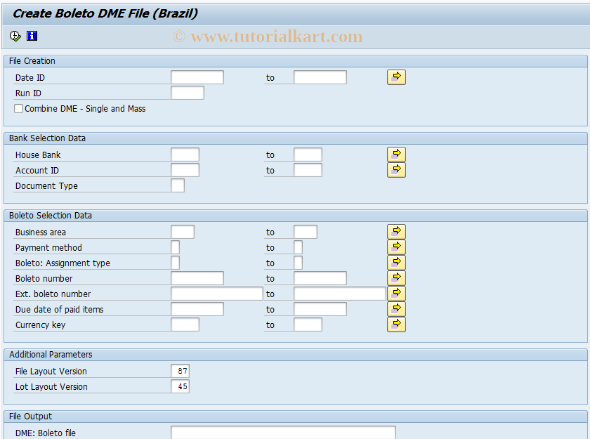 SAP TCode FPBRBOLO - Boleto: payment medium creation