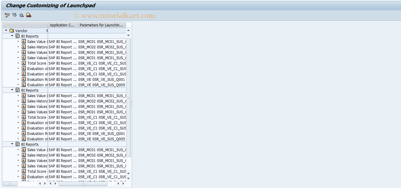 SAP TCode FPB_LP_SUP_REP_CUST - Maintain Report List for Vendor