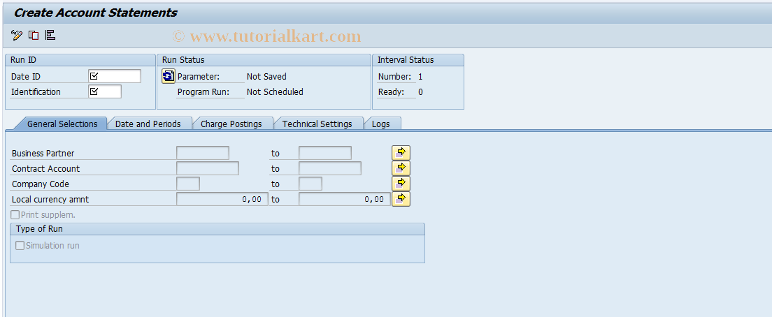 SAP TCode FPCC0002 - Create Account Statements