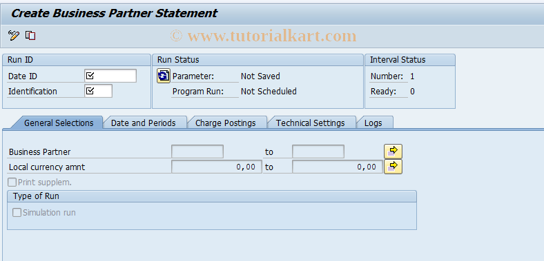 SAP TCode FPCC0029 - Create Business Partner Statement