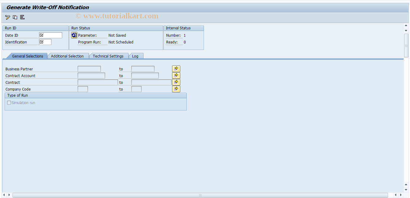 SAP TCode FPCC0034 - Generate Write-Off Notification