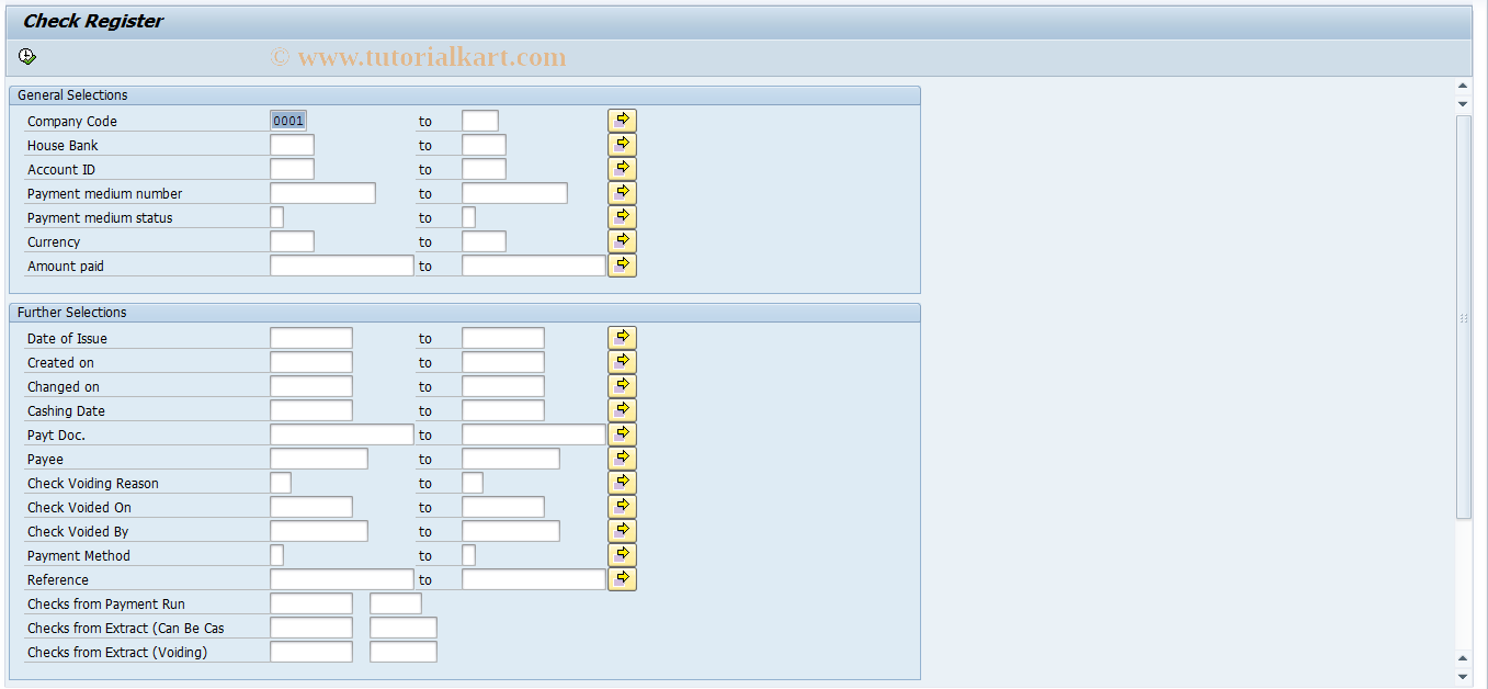 SAP TCode FPCHL - List of Issued Checks