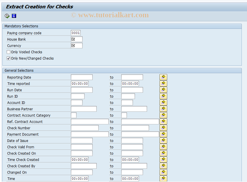 SAP TCode FPCHX - Check Extract for Report Files