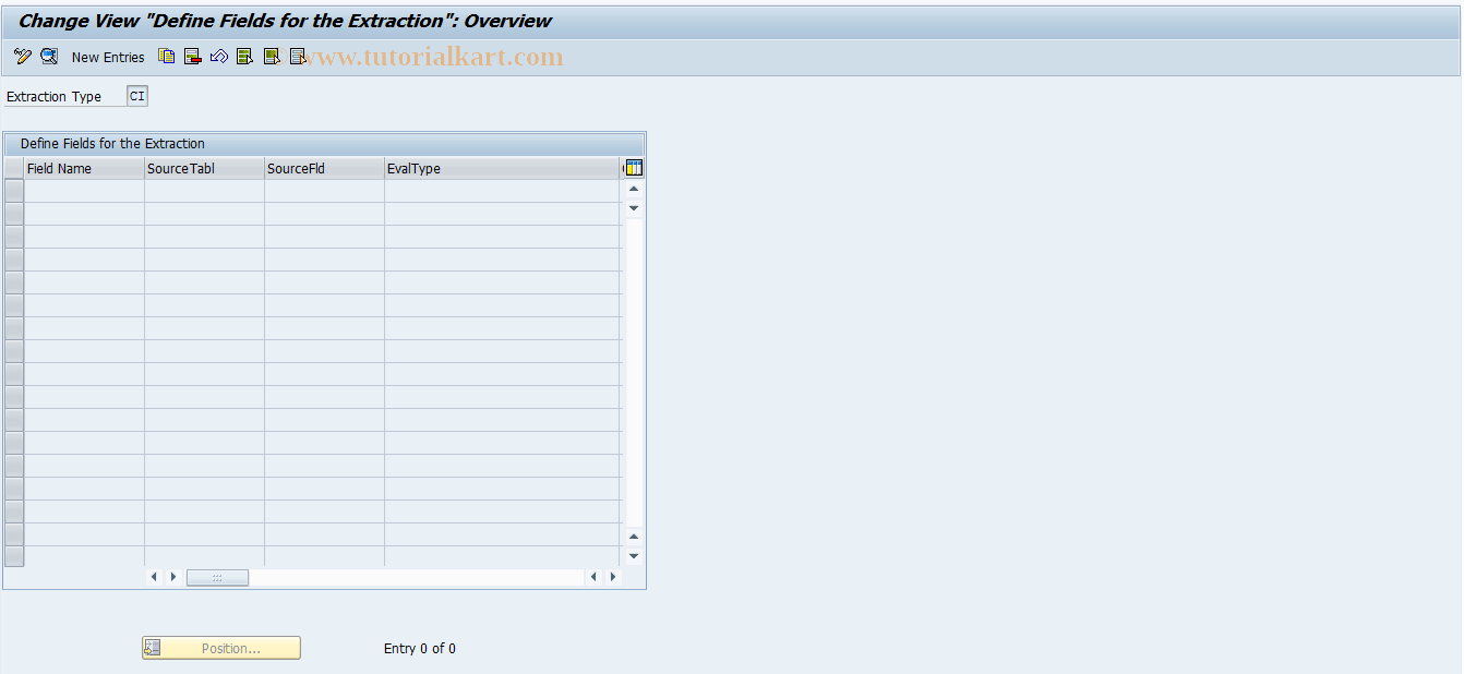 SAP TCode FPCIBWFC - Set Fields for CI Extraction