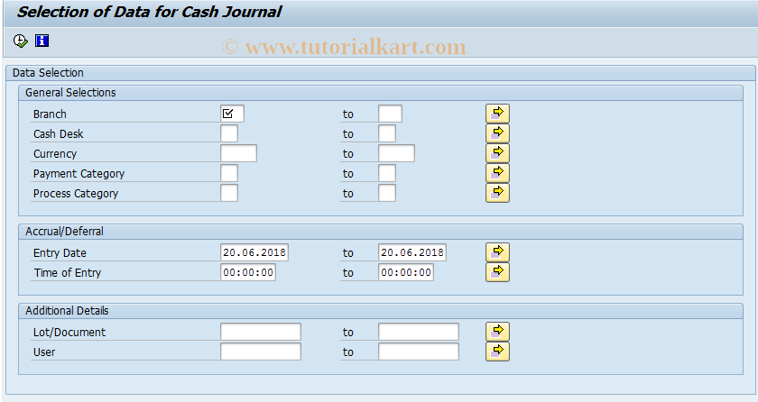 SAP TCode FPCJR - Cash Desk Evaluation