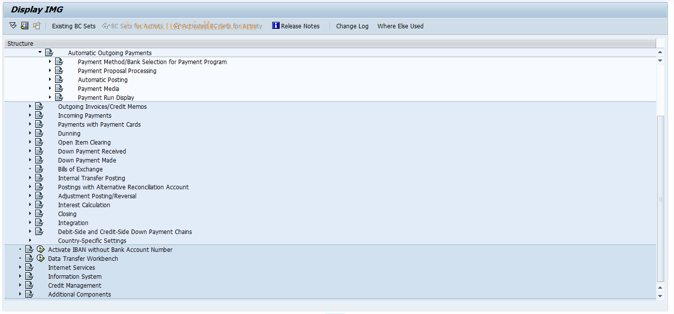 SAP TCode FPCL_CUSTOMIZING - Payment Release List (France)