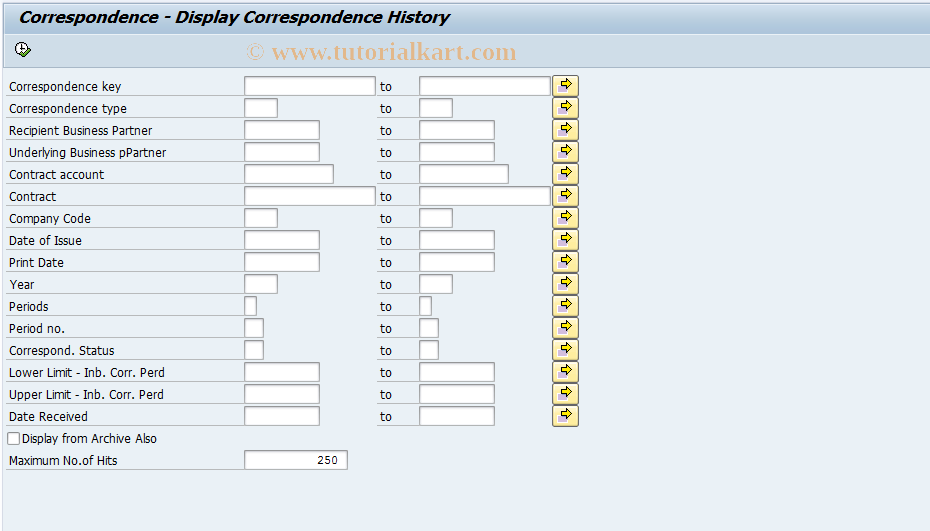SAP TCode FPCOHIST - Display Correspondence History