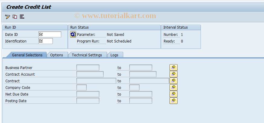 SAP TCode FPCRPO_DET - Create Credit List