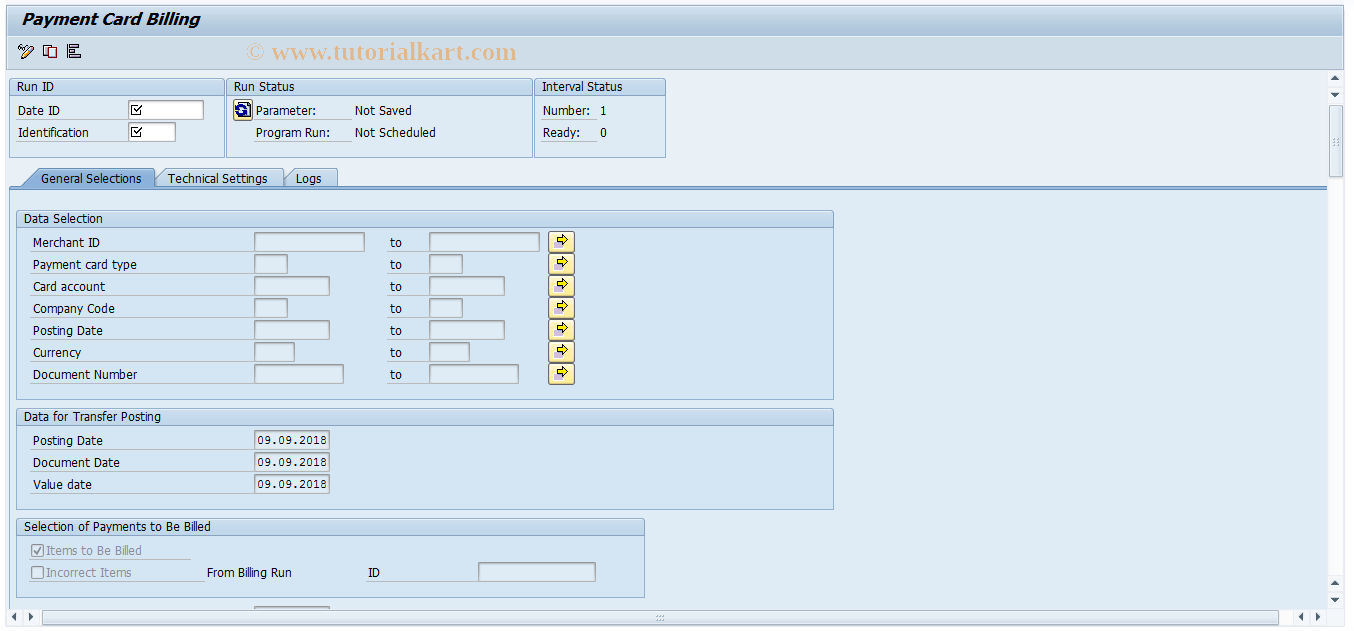 SAP TCode FPCS - Payment Card Billing