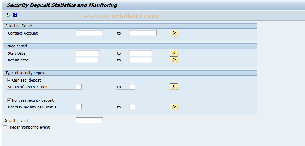 SAP TCode FPD1 - Security Deposit Statistics Report